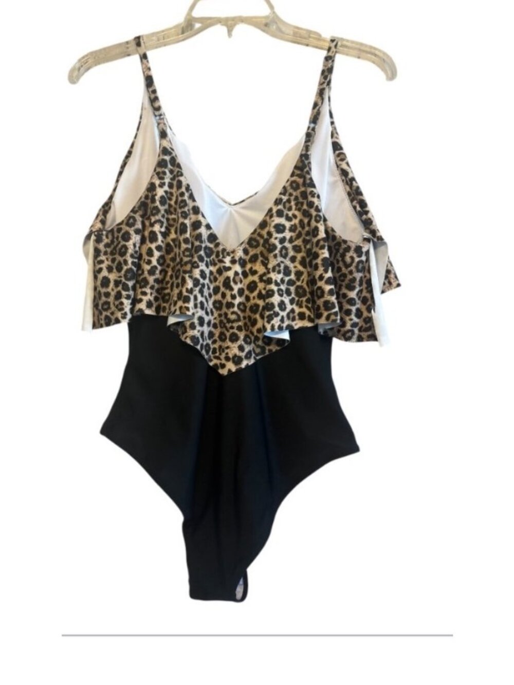 Animal Print Black Flared Bib Front One Piece Size XL - Picture 1 of 10